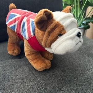 Plush Bulldog Stuffed Animal with Union Jack Sweater